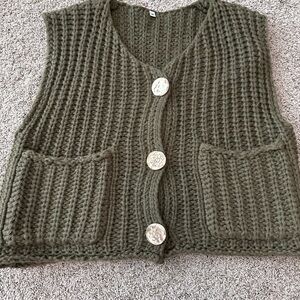 Olive Green Knit Women's Sweater Vest
